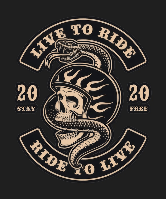 Live to Ride Skull - DTF Ready to Press - Heat Press Transfer