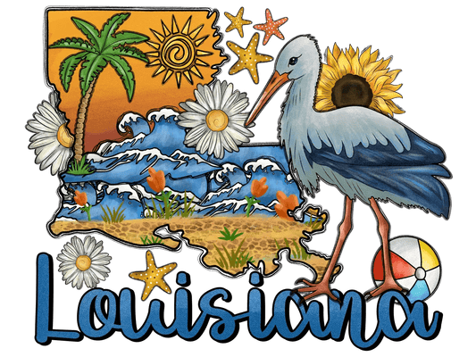 Louisiana Beach Scene - DTF Ready to Press - Heat Press Transfer