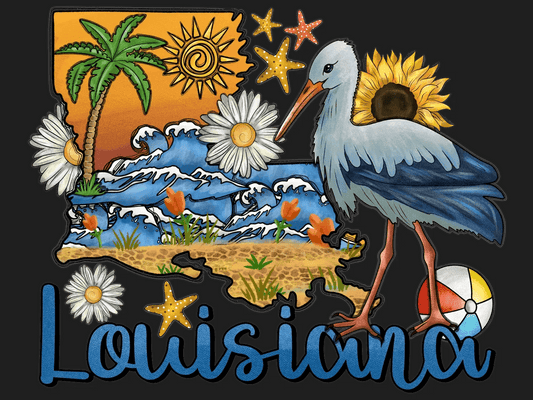 Louisiana Beach Scene - DTF Ready to Press - Heat Press Transfer