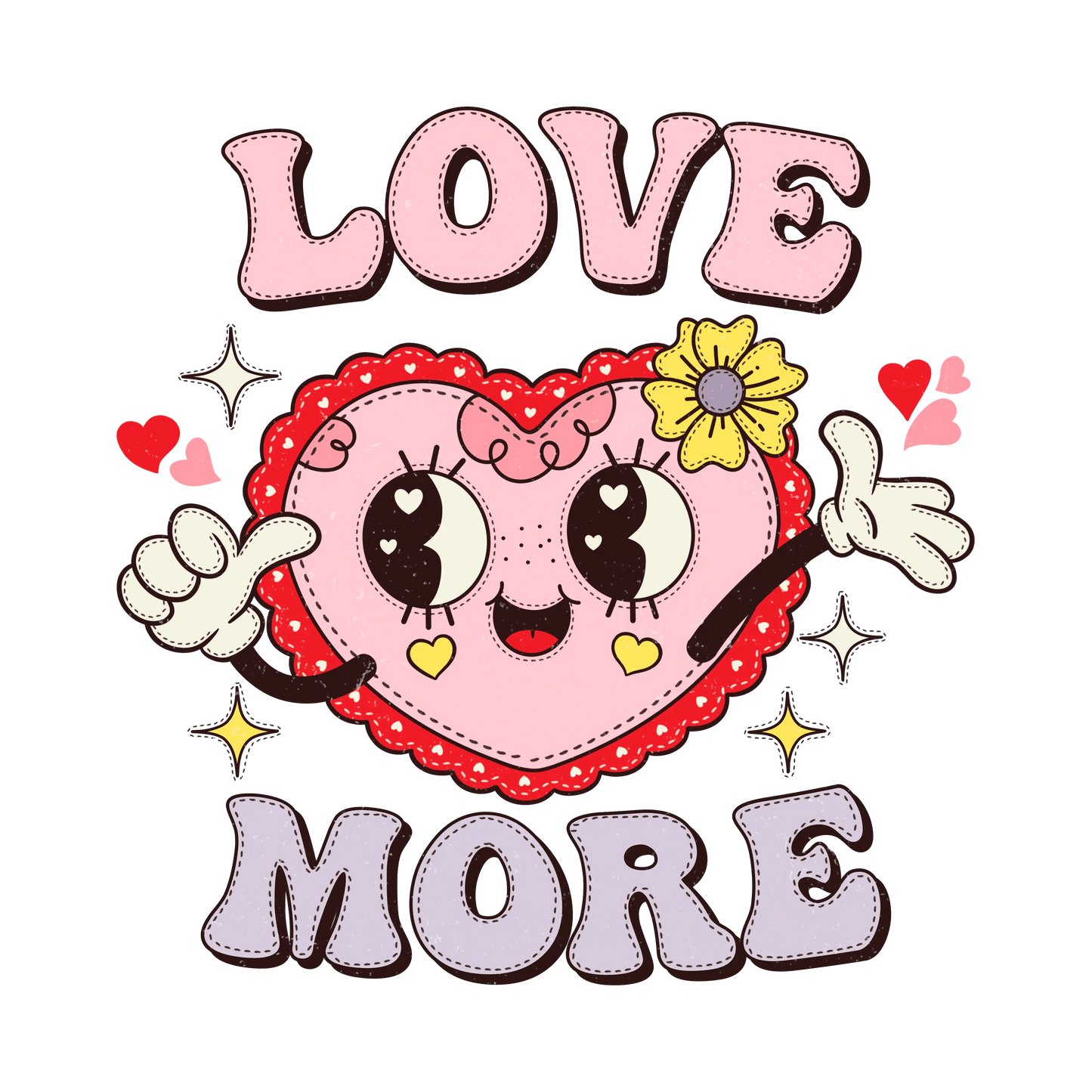 Love More Valentine's Day Heart Design - DTF Ready To Press - Heat Press Transfer