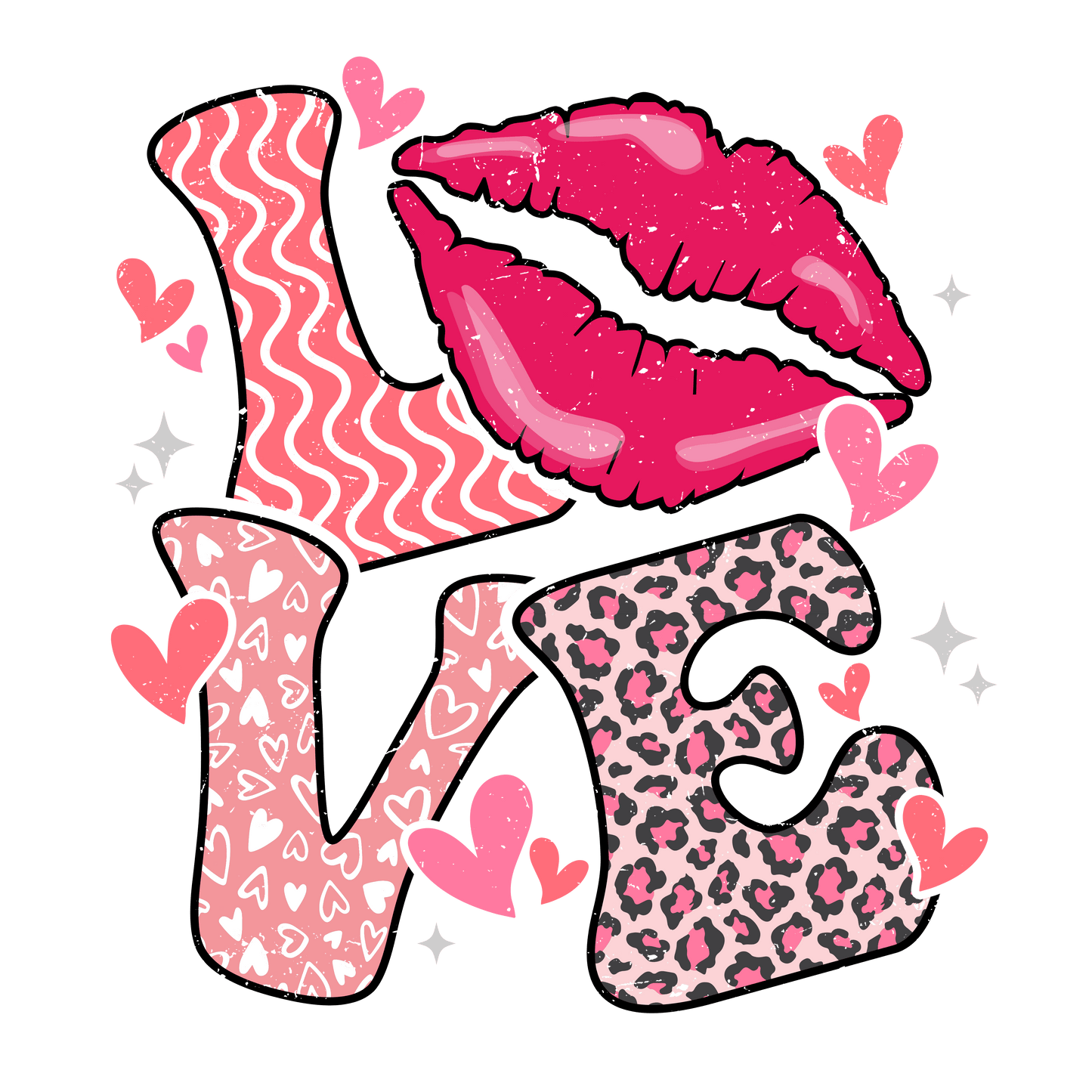 Love Valentine's Day Leopard Design - DTF Ready To Press - Heat Press Transfer