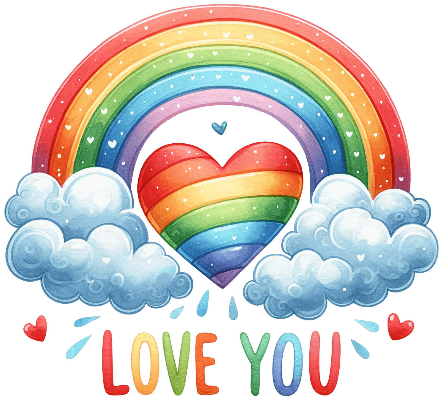 Love You Rainbow Valentine's Day Design - DTF Ready To Press - Heat Press Transfer