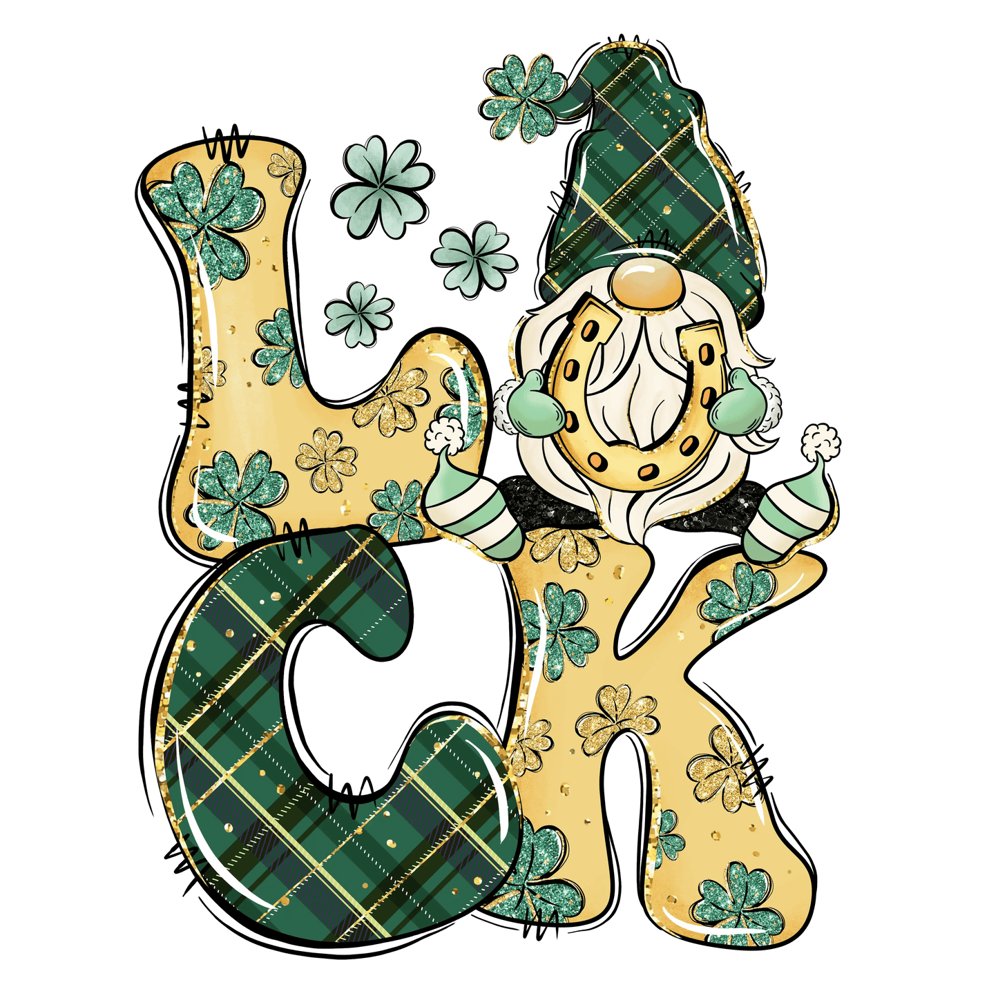 Luck Gnome Saint Patrick's Day Design - DTF Ready To Press - Heat Press Transfer