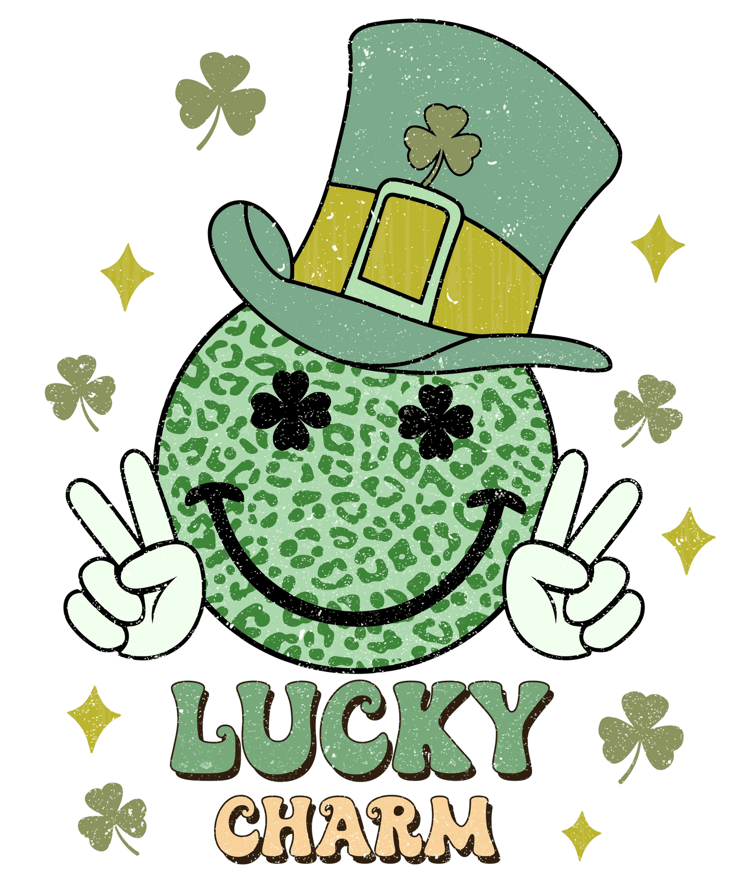 Lucky Charm Smile Saint Patrick's Day Design - DTF Ready To Press - Heat Press Transfer