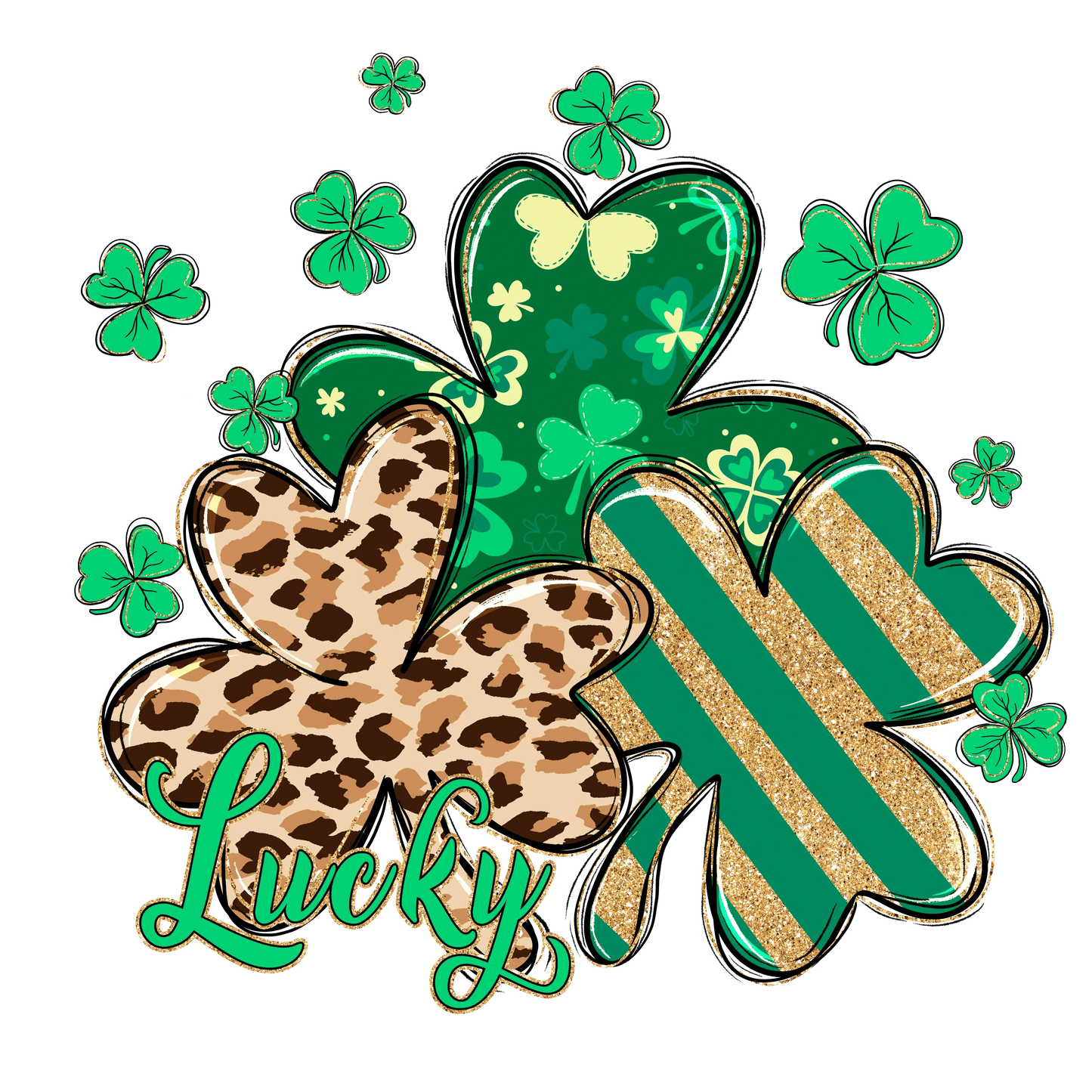 Lucky Clover St Patrick's Day Design - DTF Ready To Press - Heat Press Transfer