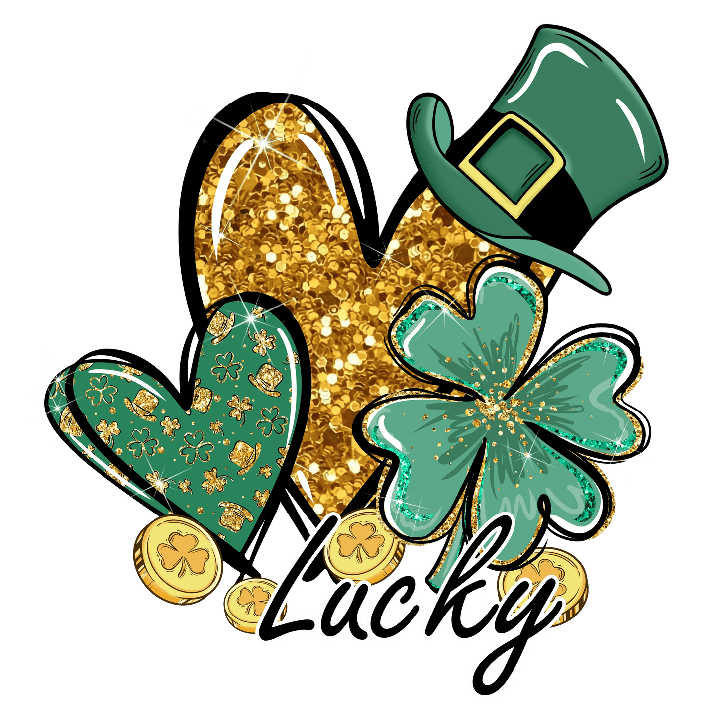 Lucky Heart Saint Patrick's Day Design - DTF Ready To Press - Heat Press Transfer