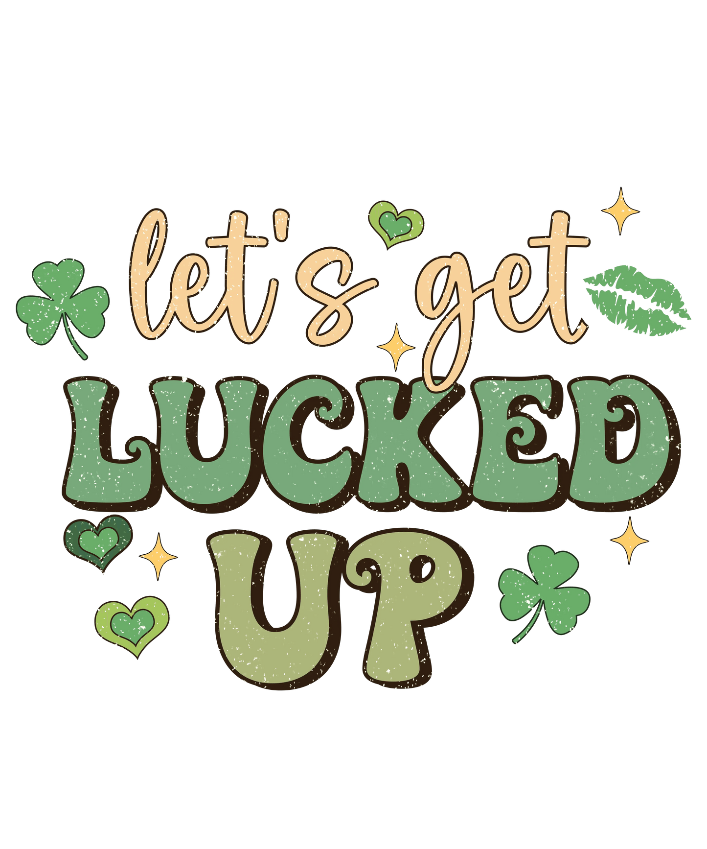 Lucky Shamrock Horseshoe Saint Patrick's Day Design - DTF Ready To Press - Heat Press Transfer
