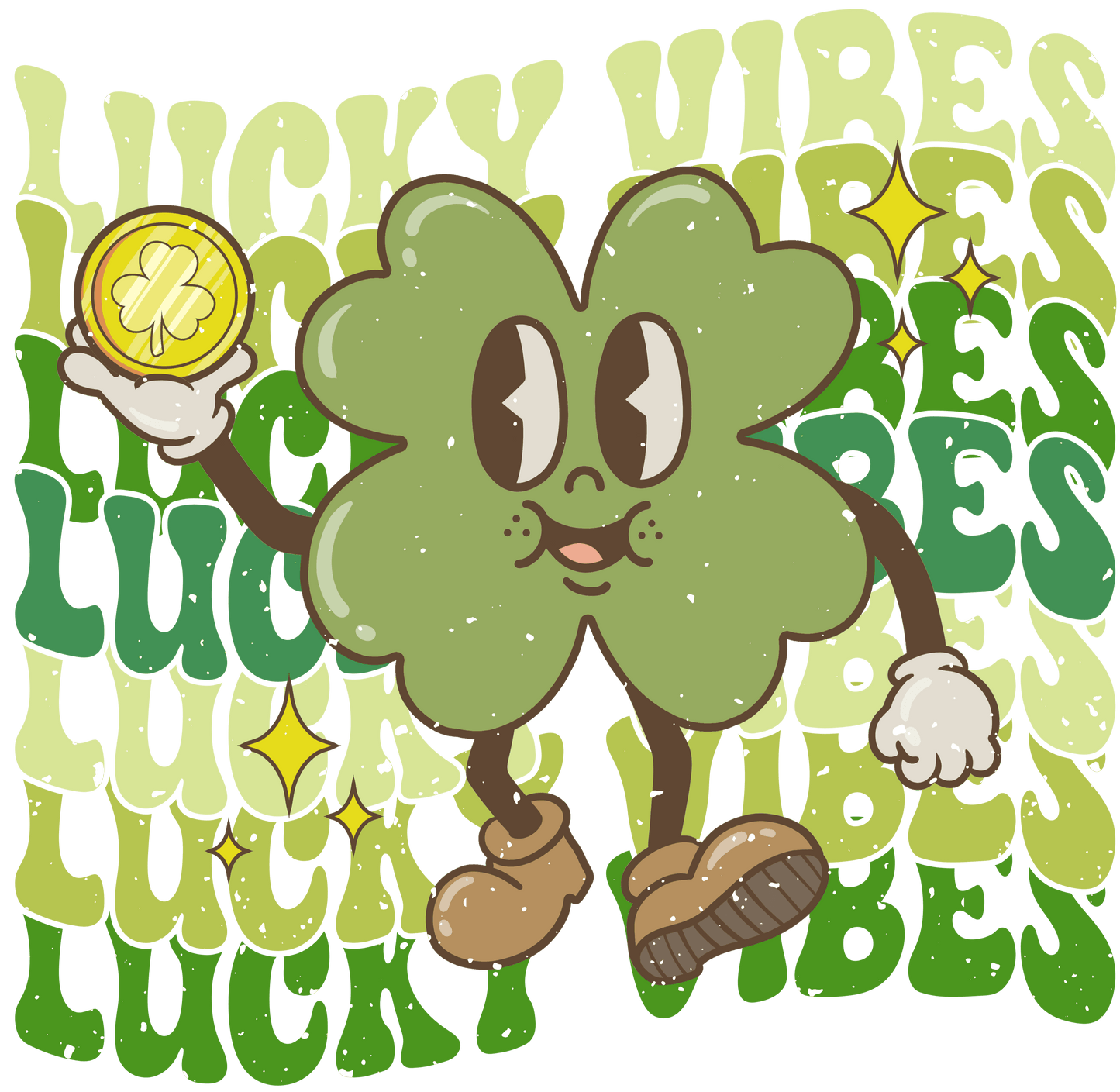 Lucky Vibes Saint Patrick's Day Clover Design - DTF Ready To Press - Heat Press Transfer