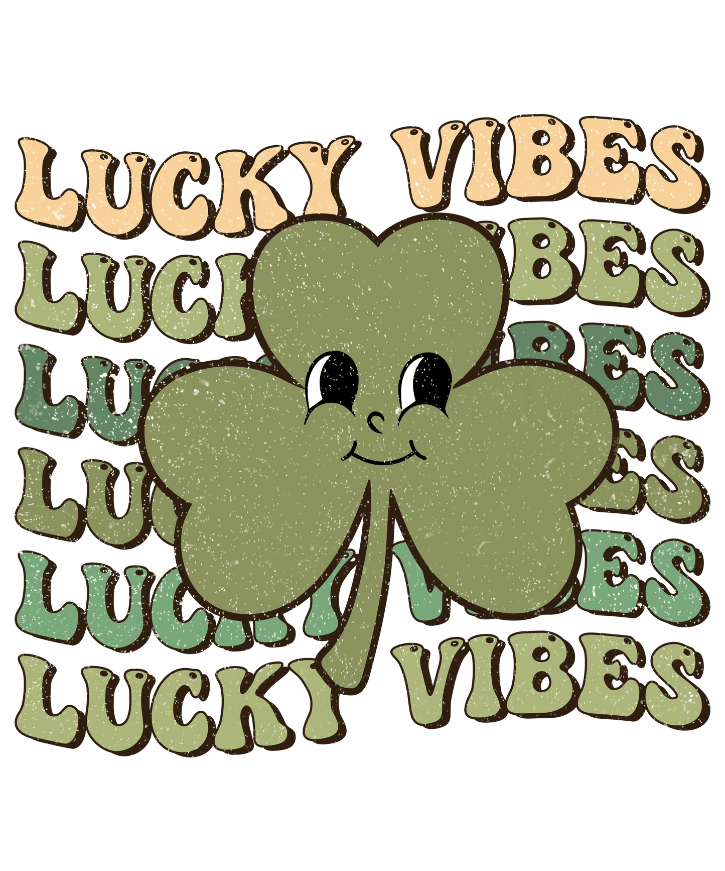 Lucky Vibes St Patricks Day Clover Design - DTF Ready To Press - Heat Press Transfer