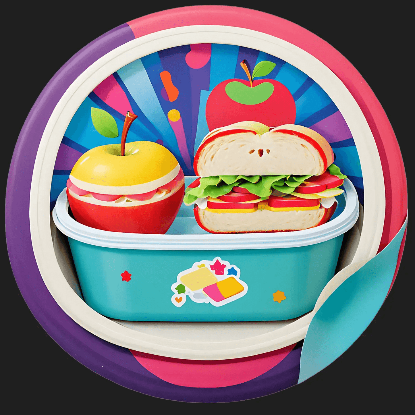 Lunch Box Fun - Colorful Sticker - Heat Press Transfer
