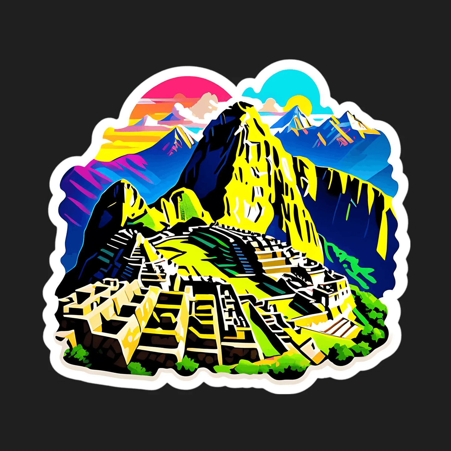 Machu Picchu Sticker - Vibrant Nature Scene - Heat Press Transfer