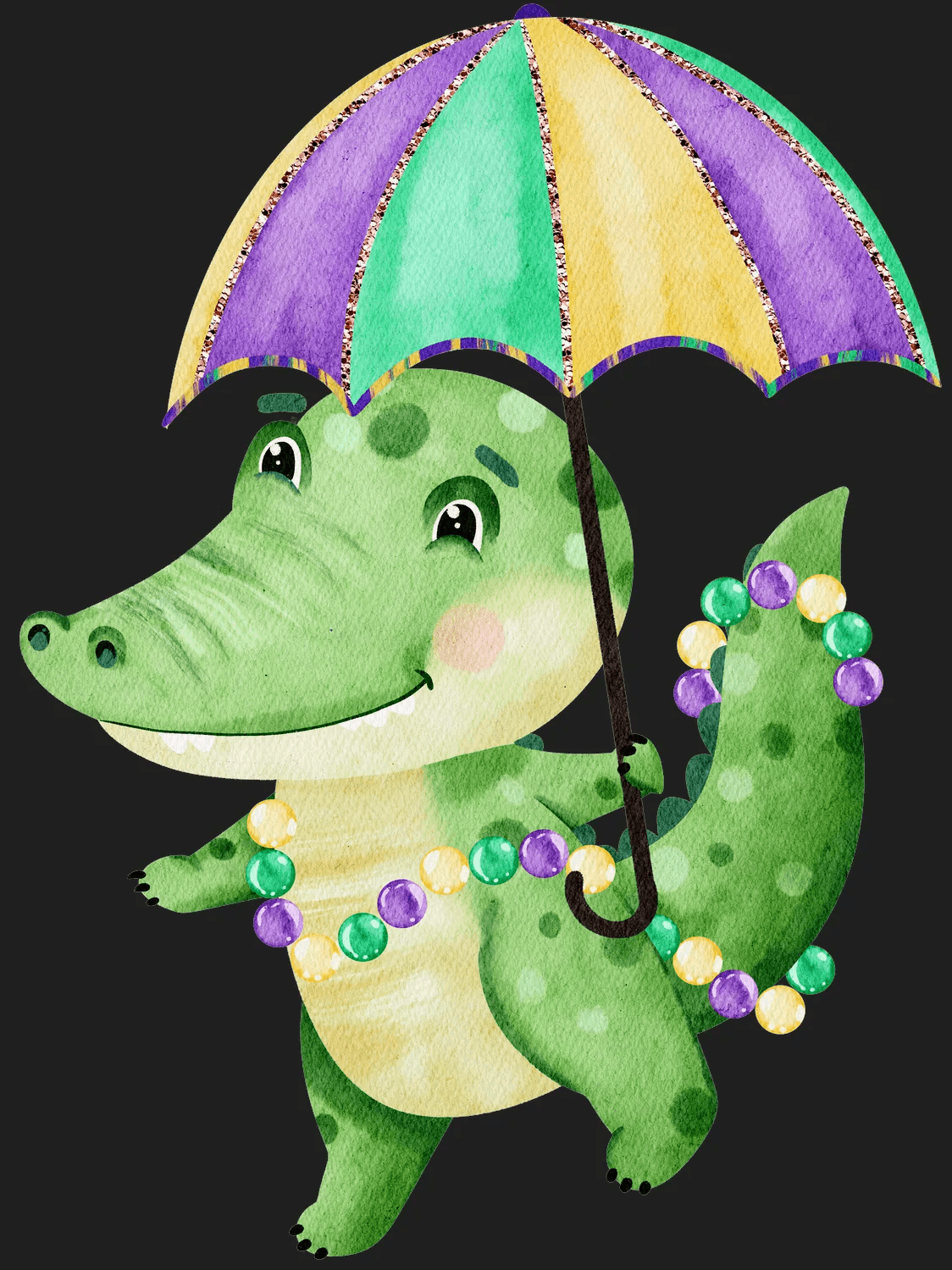 Mardi Gras Alligator - DTF Ready to Press - Heat Press Transfer