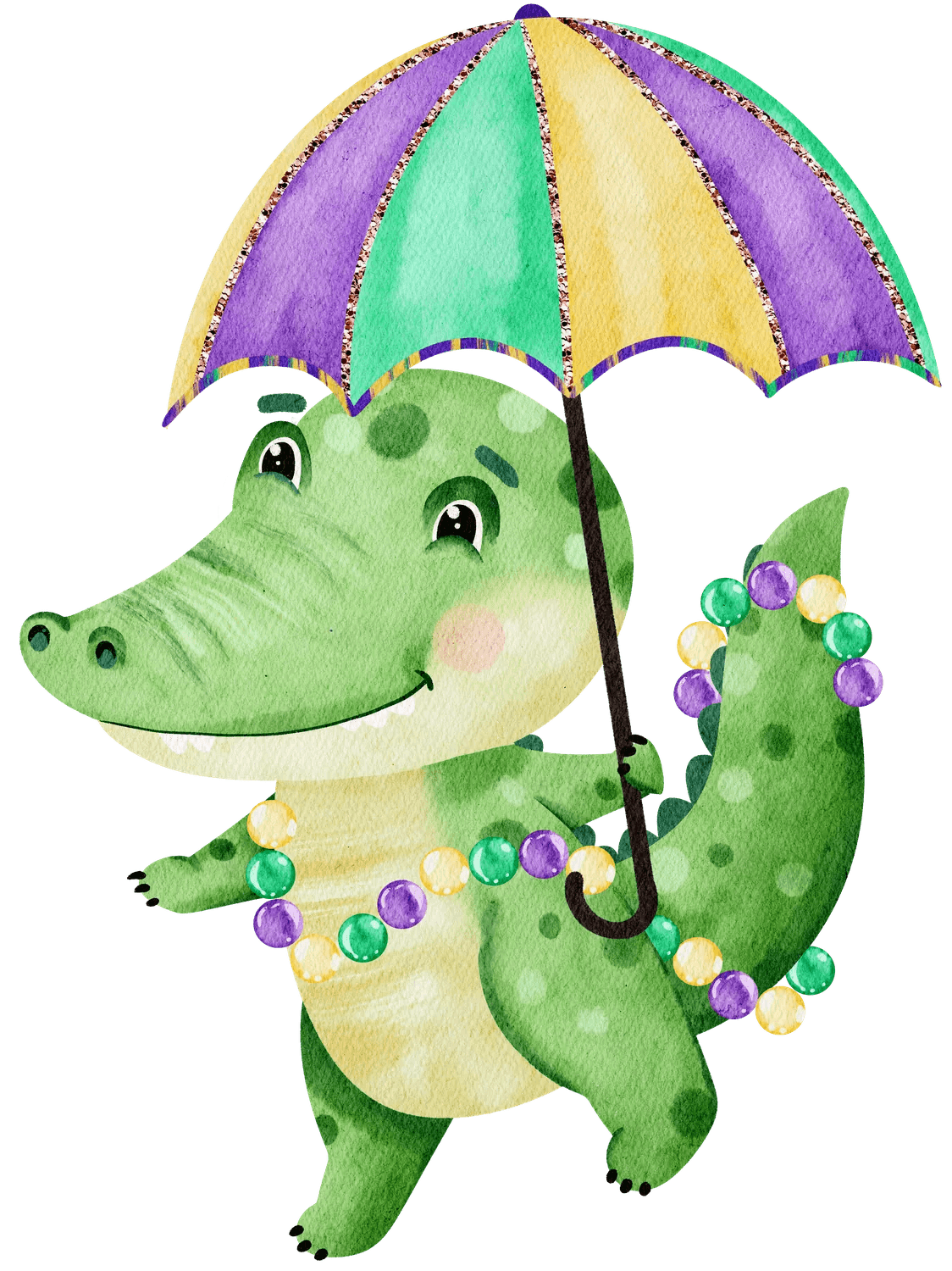 Mardi Gras Alligator - DTF Ready to Press - Heat Press Transfer