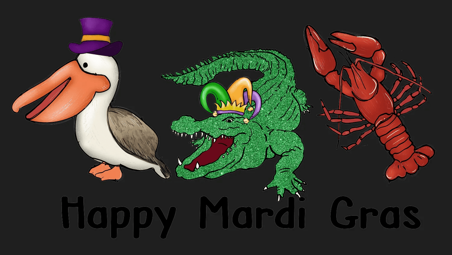 Mardi Gras Animals - DTF Ready to Press - Heat Press Transfer