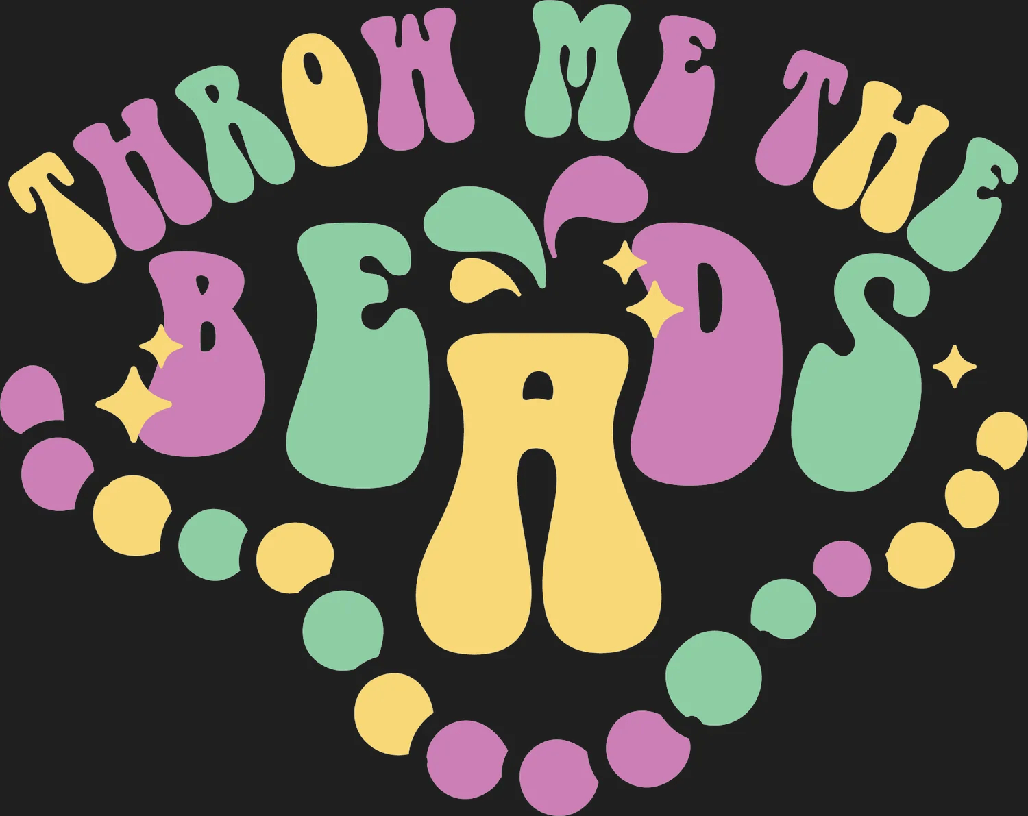 Mardi Gras Beads - DTF Ready to Press - Heat Press Transfer