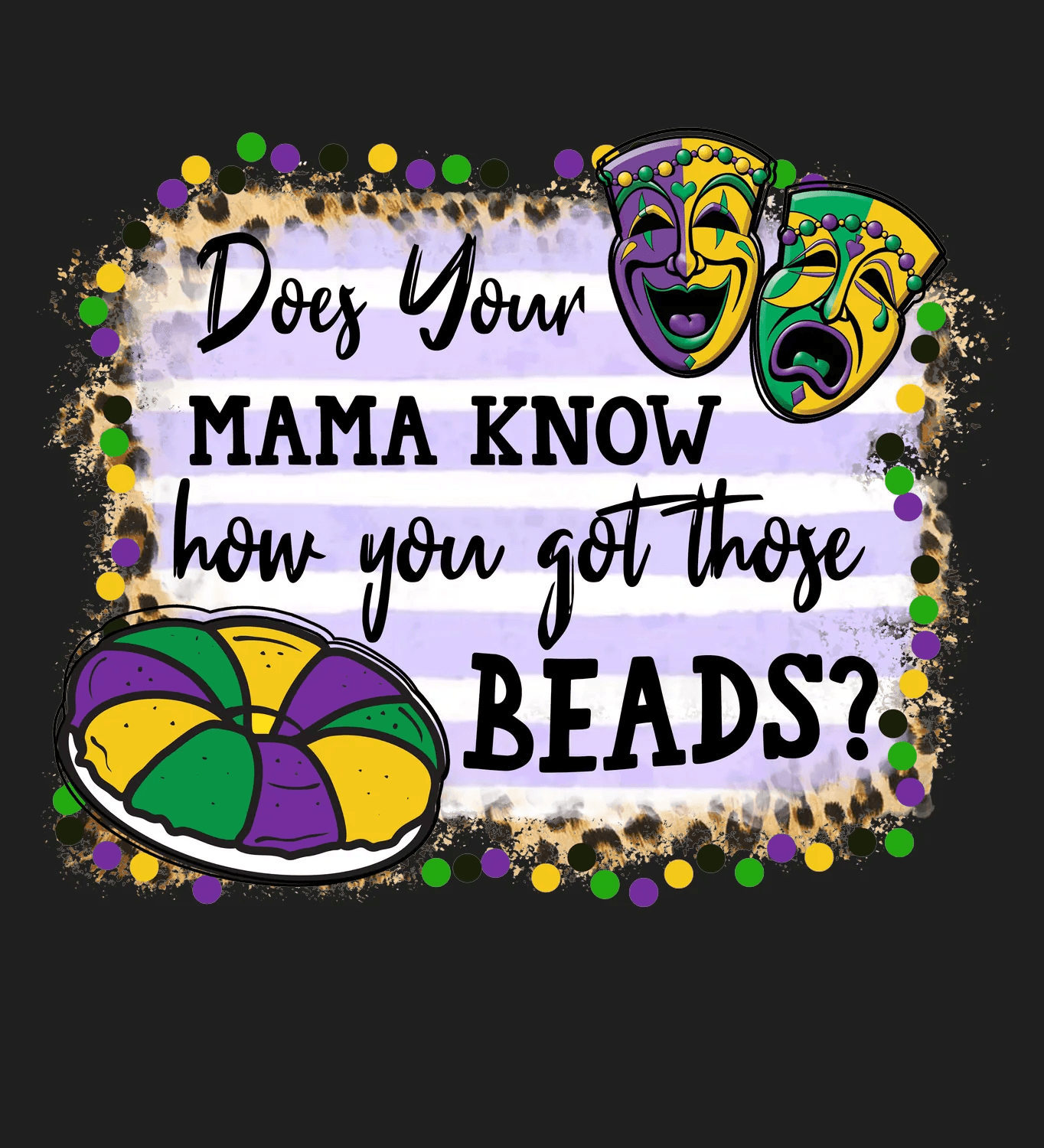 Mardi Gras Beads - DTF Ready to Press - Heat Press Transfer