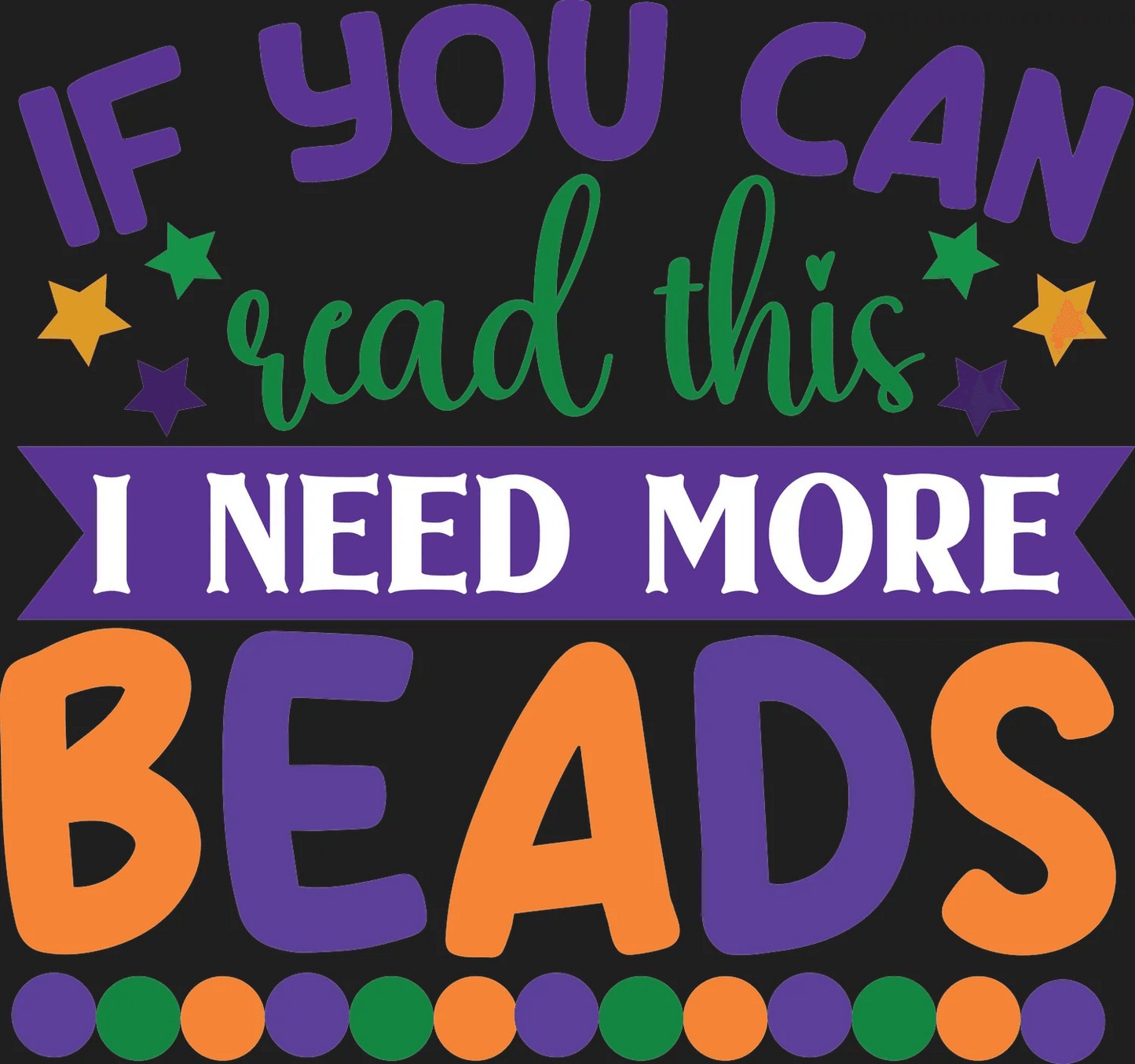 Mardi Gras Beads - DTF Ready to Press - Heat Press Transfer