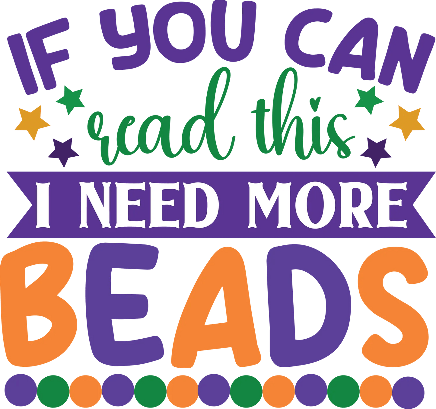 Mardi Gras Beads - DTF Ready to Press - Heat Press Transfer