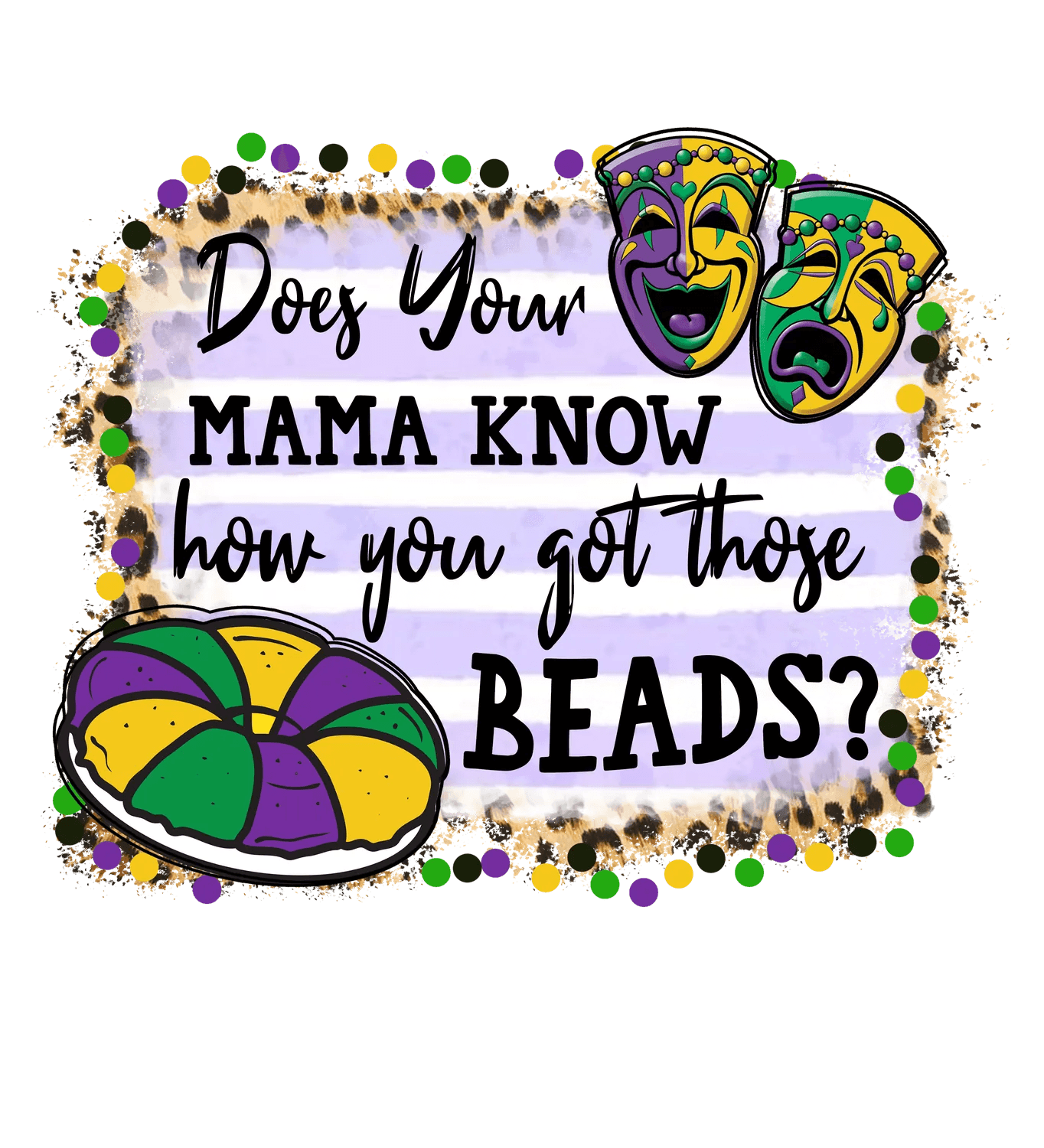 Mardi Gras Beads - DTF Ready to Press - Heat Press Transfer