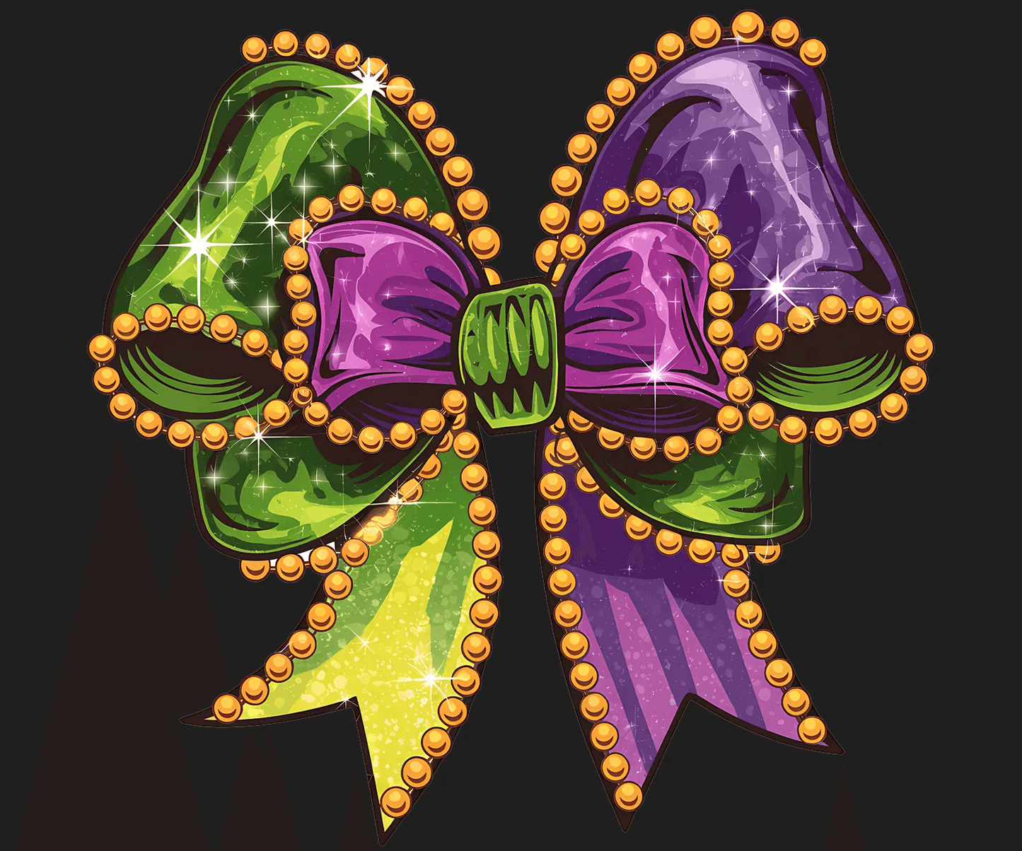 Mardi Gras Bow - DTF Ready to Press - Heat Press Transfer