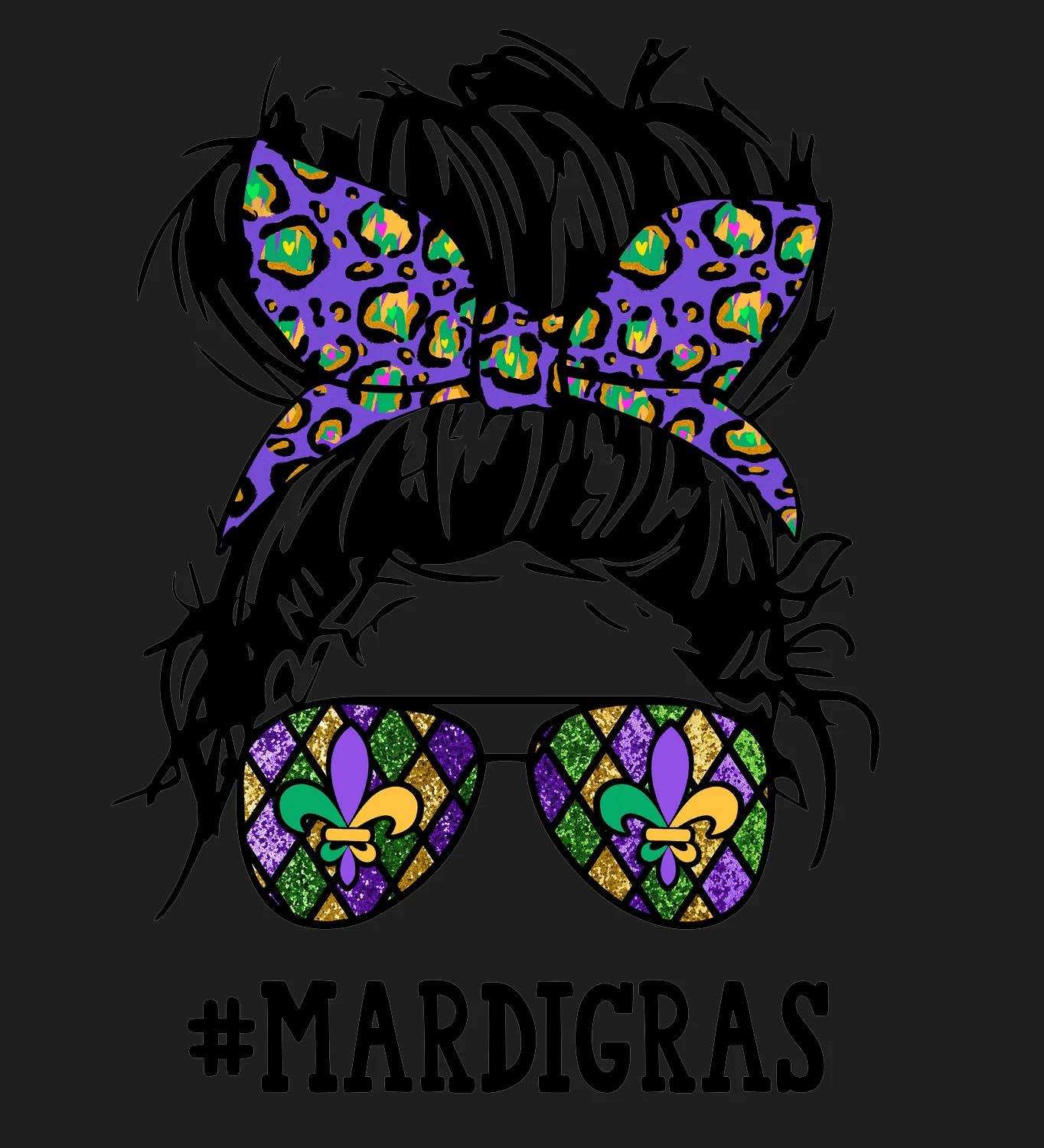 Mardi Gras Bowtie - DTF Ready to Press - Heat Press Transfer