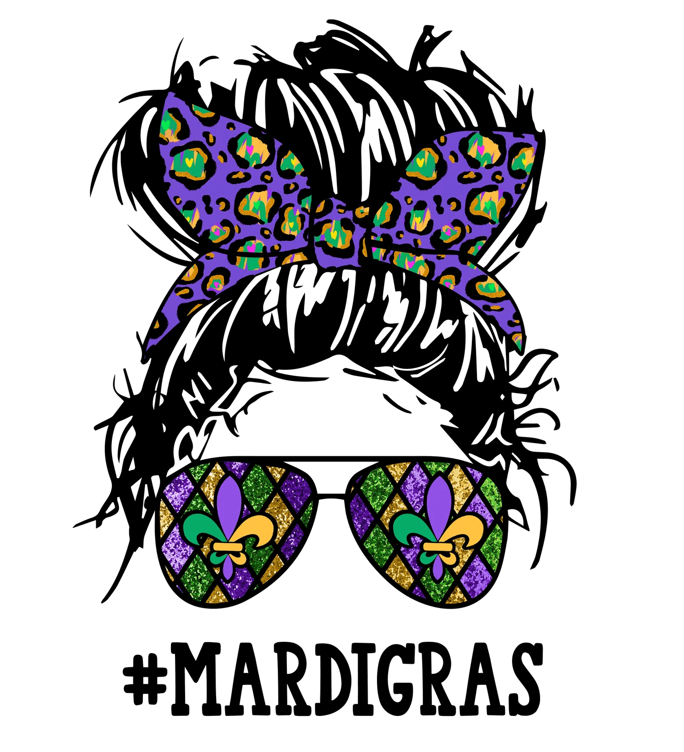 Mardi Gras Bowtie - DTF Ready to Press - Heat Press Transfer