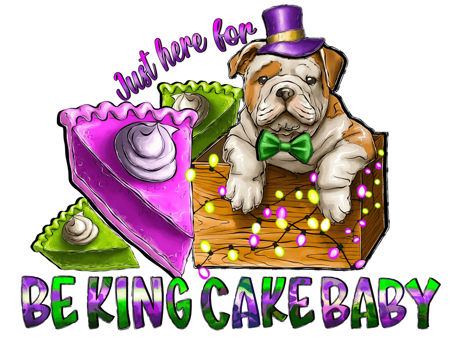 Mardi Gras Bulldog - DTF Ready to Press - Heat Press Transfer