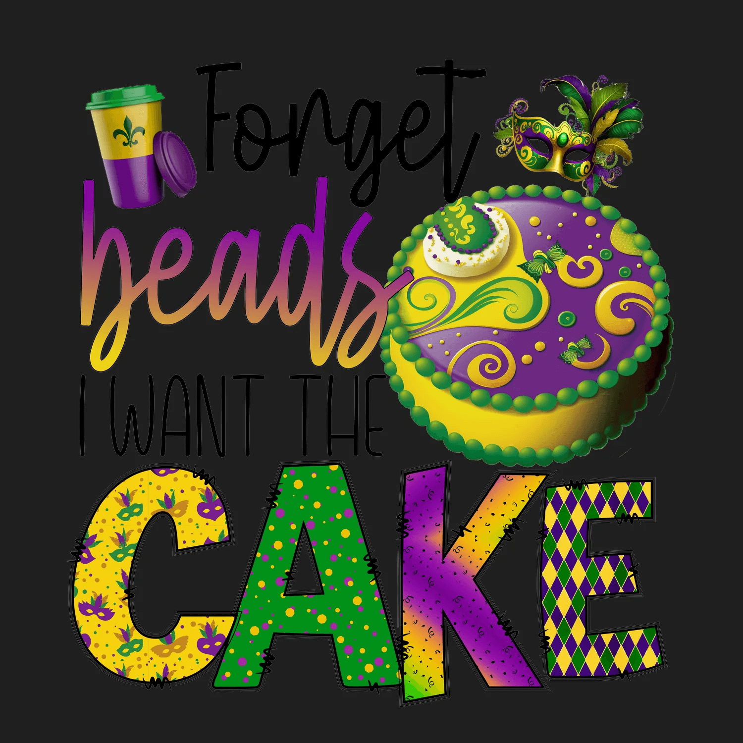 Mardi Gras Celebration - DTF Ready to Press - Heat Press Transfer