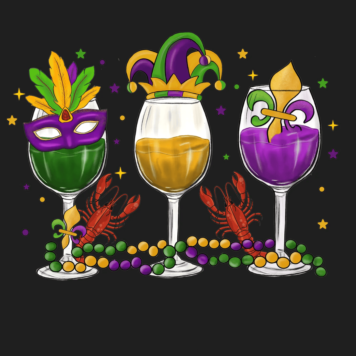Mardi Gras Celebration - DTF Ready to Press - Heat Press Transfer