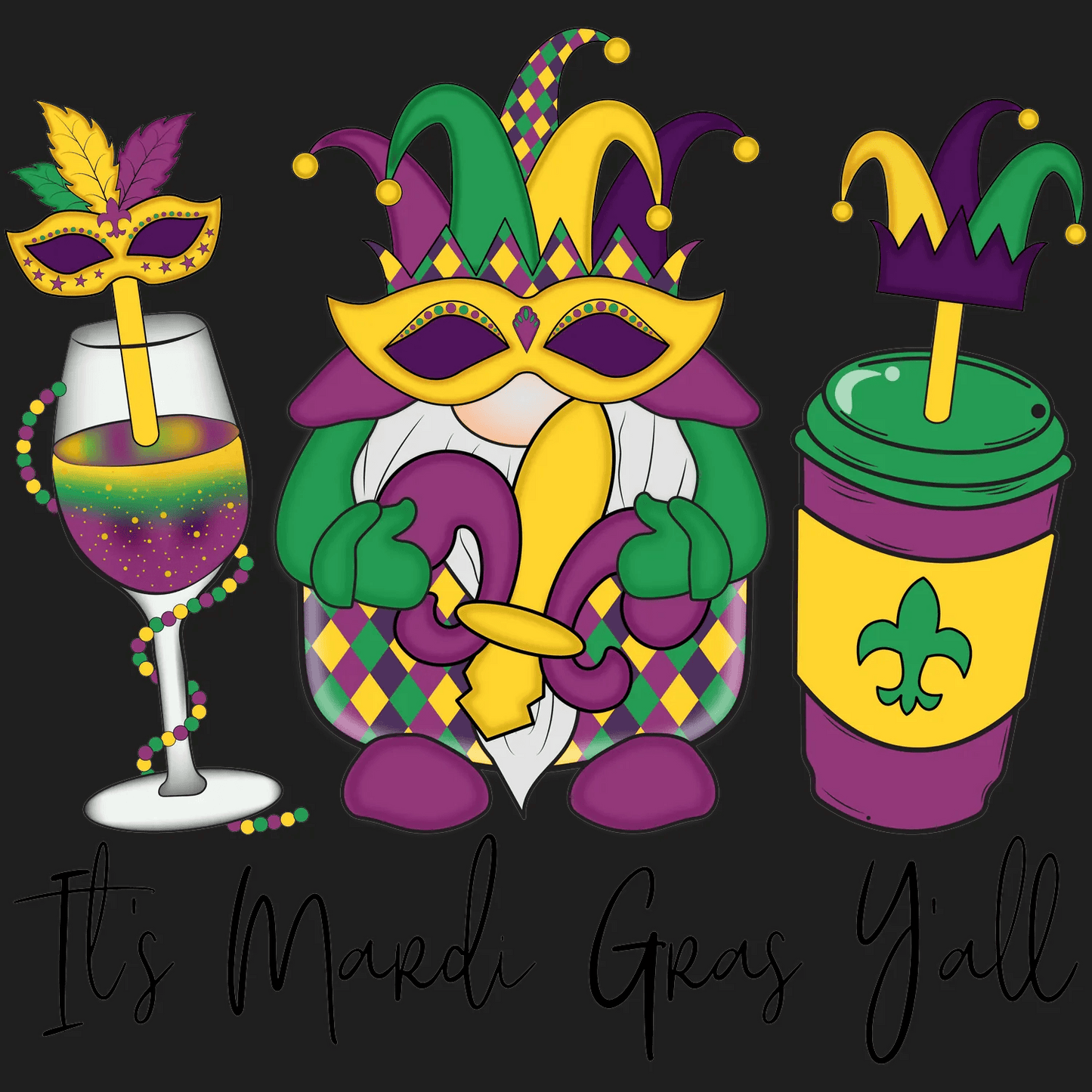 Mardi Gras Celebration - DTF Ready to Press - Heat Press Transfer