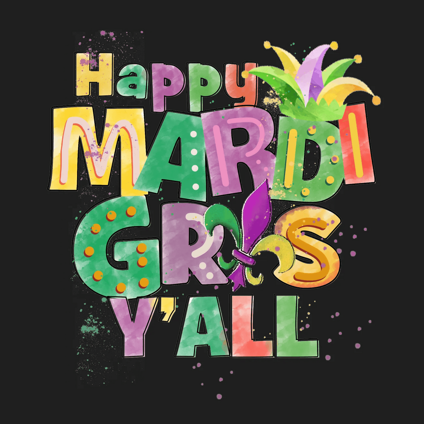 Mardi Gras Celebration - DTF Ready to Press - Heat Press Transfer