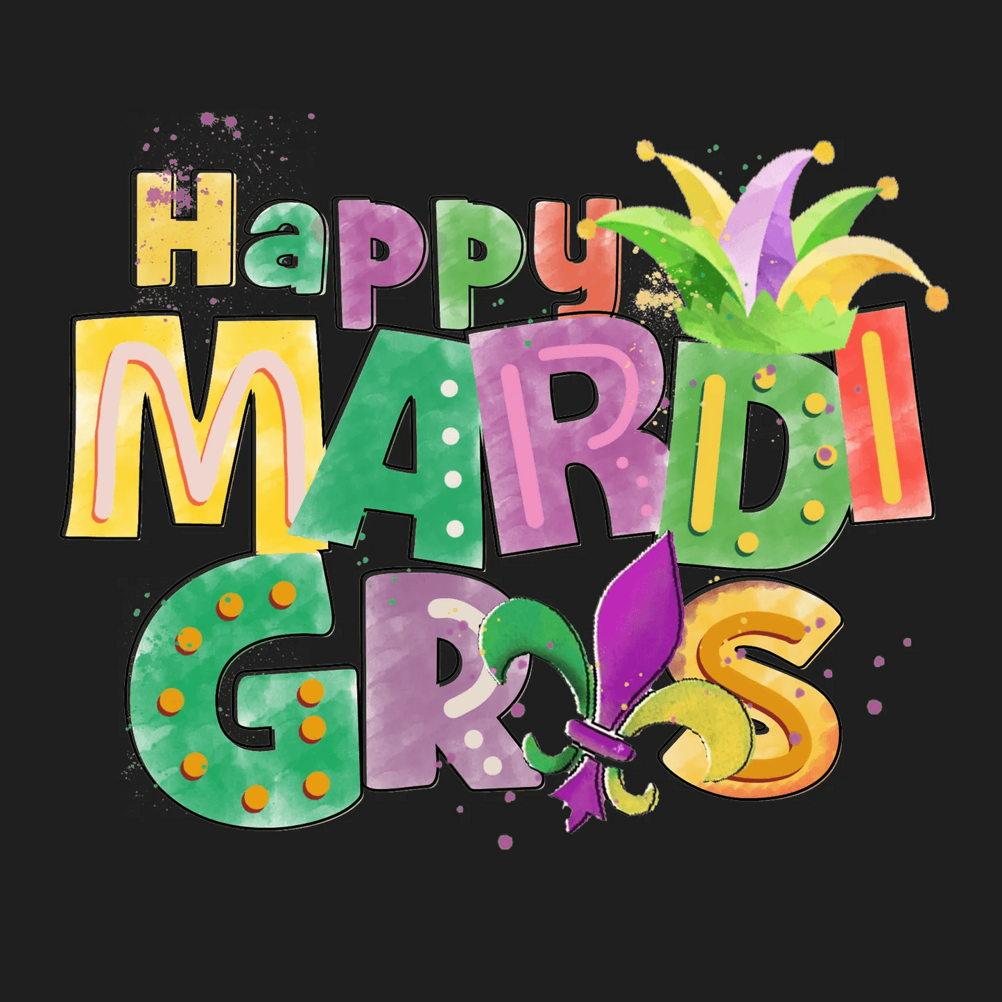 Mardi Gras Celebration - DTF Ready to Press - Heat Press Transfer