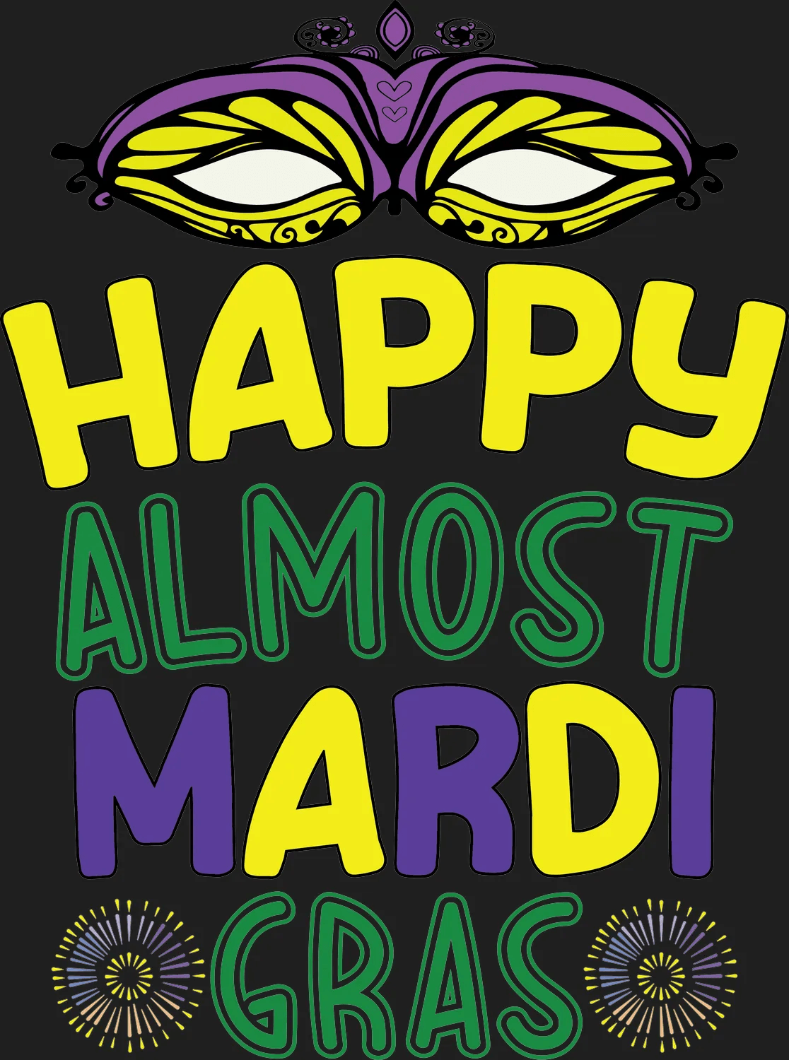 Mardi Gras Celebration - DTF Ready to Press - Heat Press Transfer