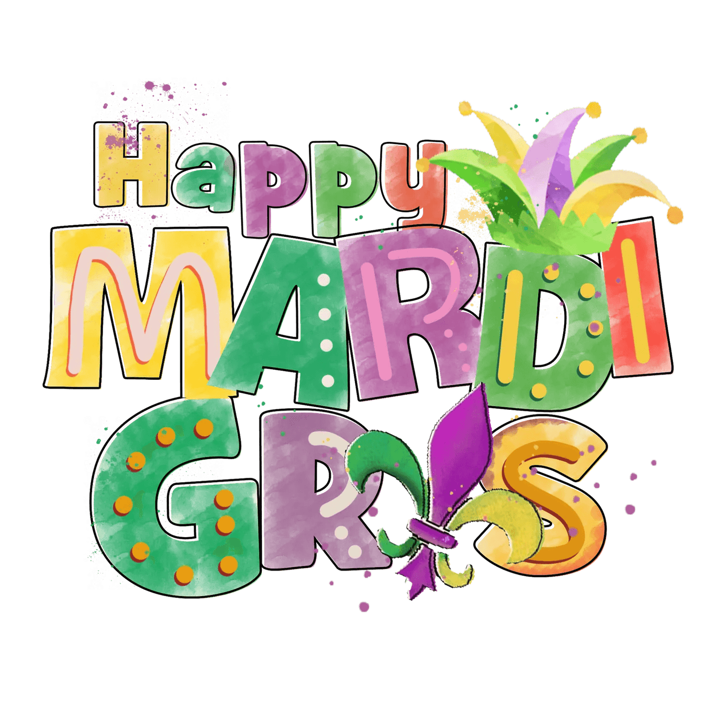Mardi Gras Celebration - DTF Ready to Press - Heat Press Transfer