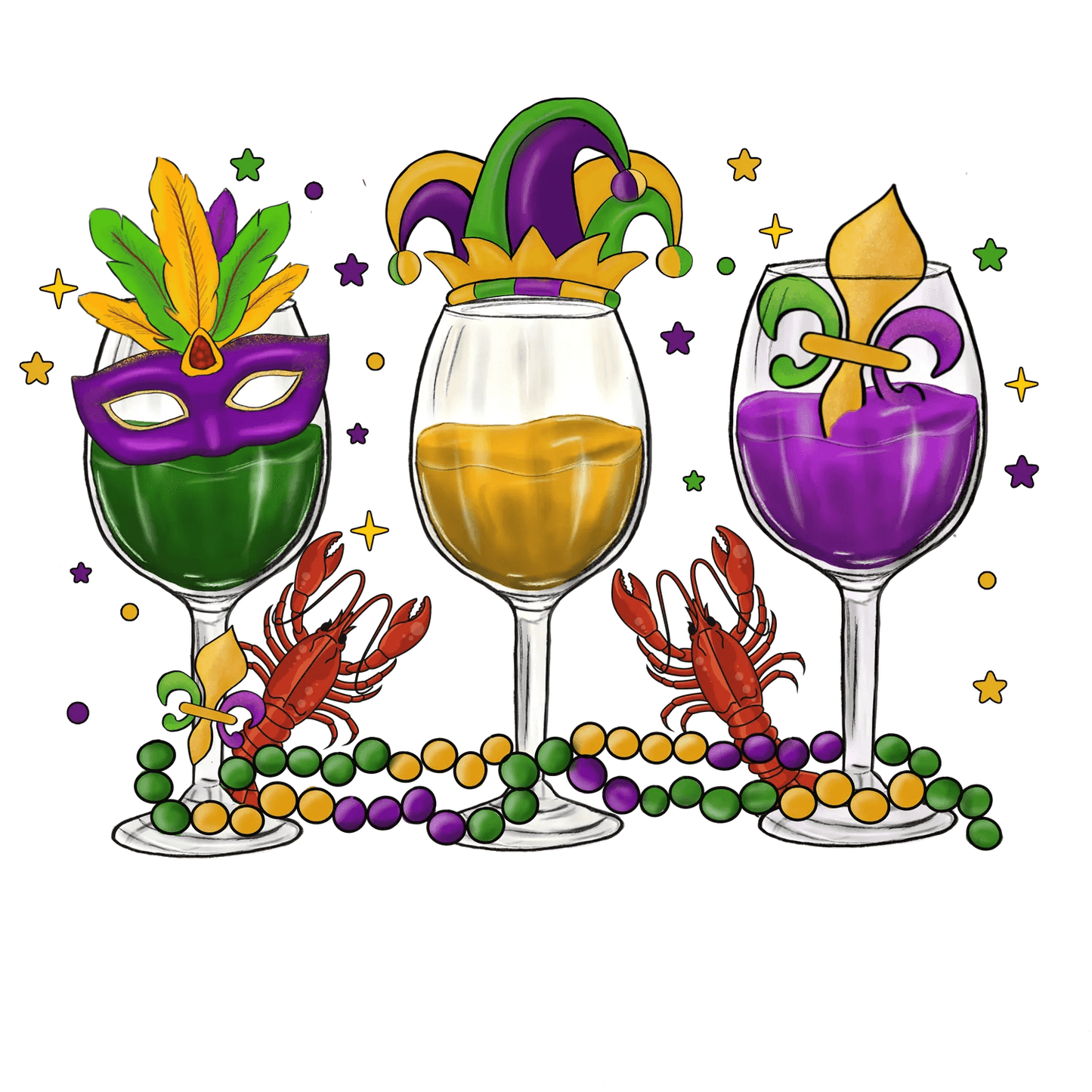 Mardi Gras Celebration - DTF Ready to Press - Heat Press Transfer