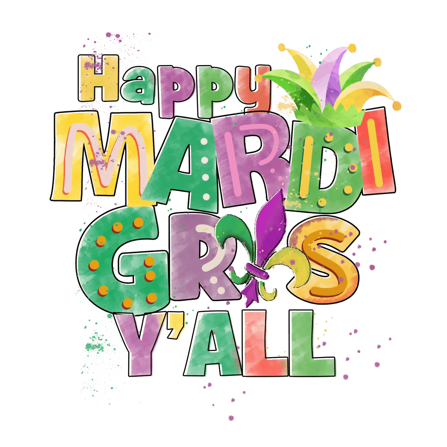 Mardi Gras Celebration - DTF Ready to Press - Heat Press Transfer