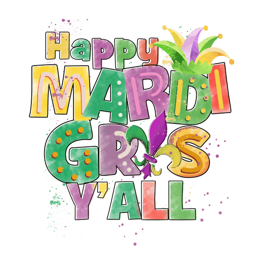 Mardi Gras Celebration - DTF Ready to Press - Heat Press Transfer