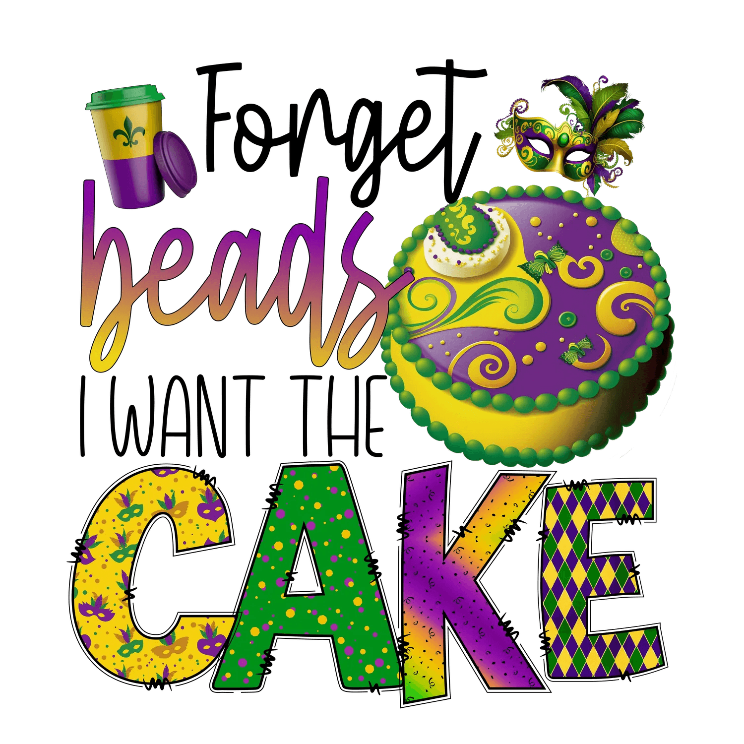 Mardi Gras Celebration - DTF Ready to Press - Heat Press Transfer