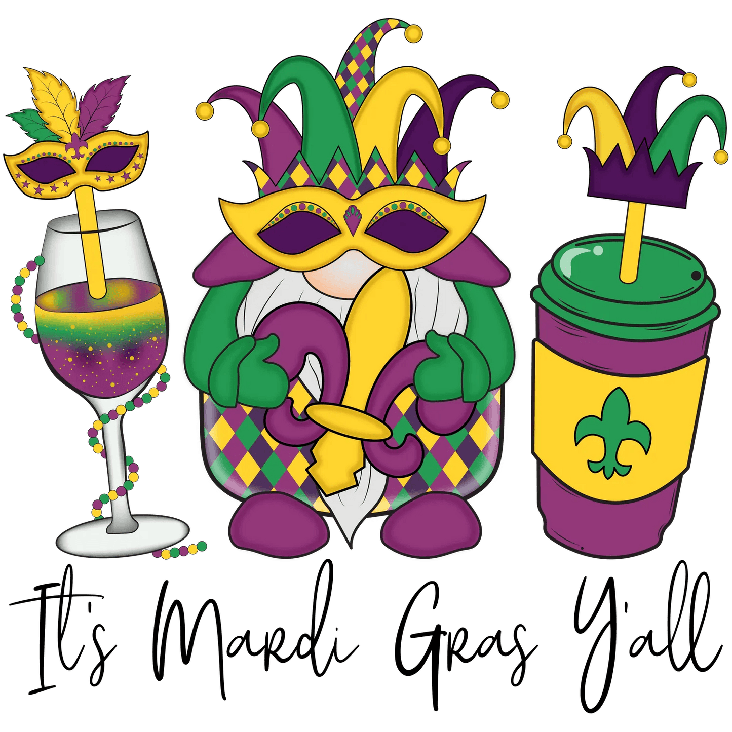 Mardi Gras Celebration - DTF Ready to Press - Heat Press Transfer