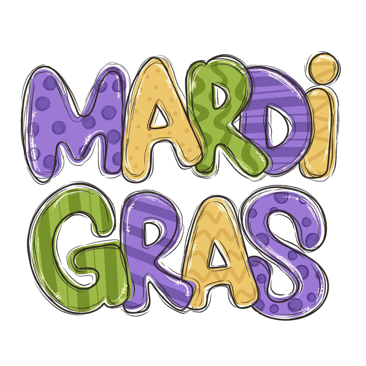 Mardi Gras Colors - DTF Ready to Press - Heat Press Transfer
