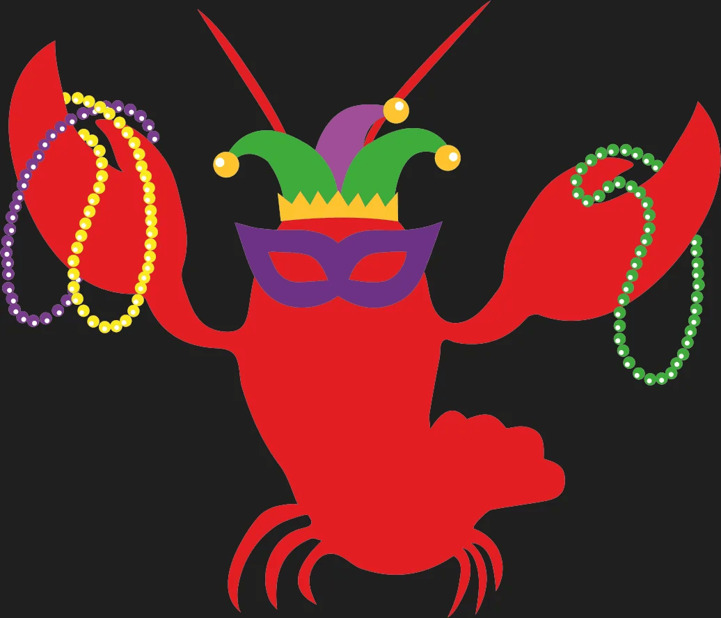 Mardi Gras Crawfish - DTF Ready to Press - Heat Press Transfer