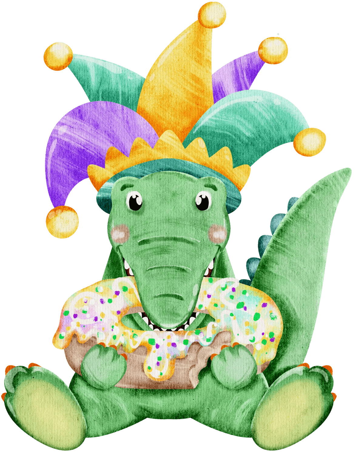 Mardi Gras Crocodile - DTF Ready to Press - Heat Press Transfer