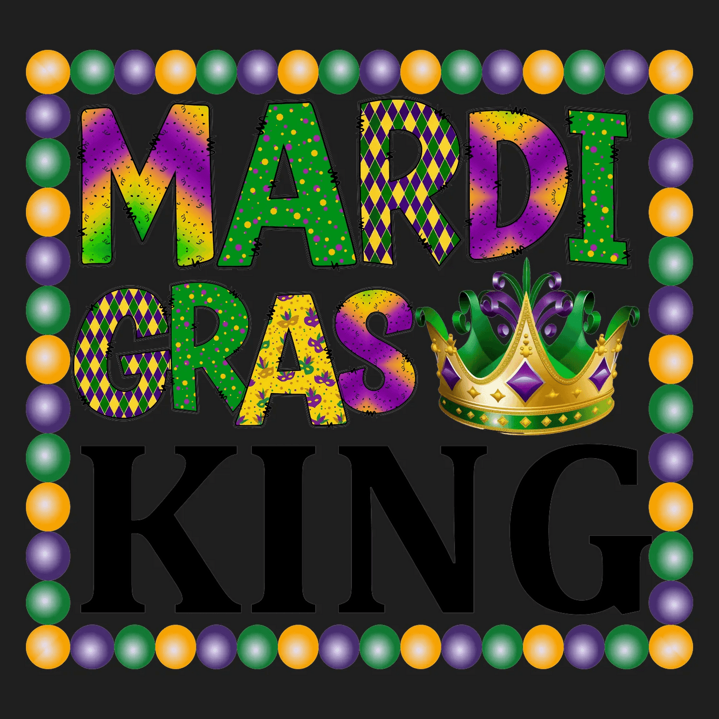 Mardi Gras Crown - DTF Ready to Press - Heat Press Transfer