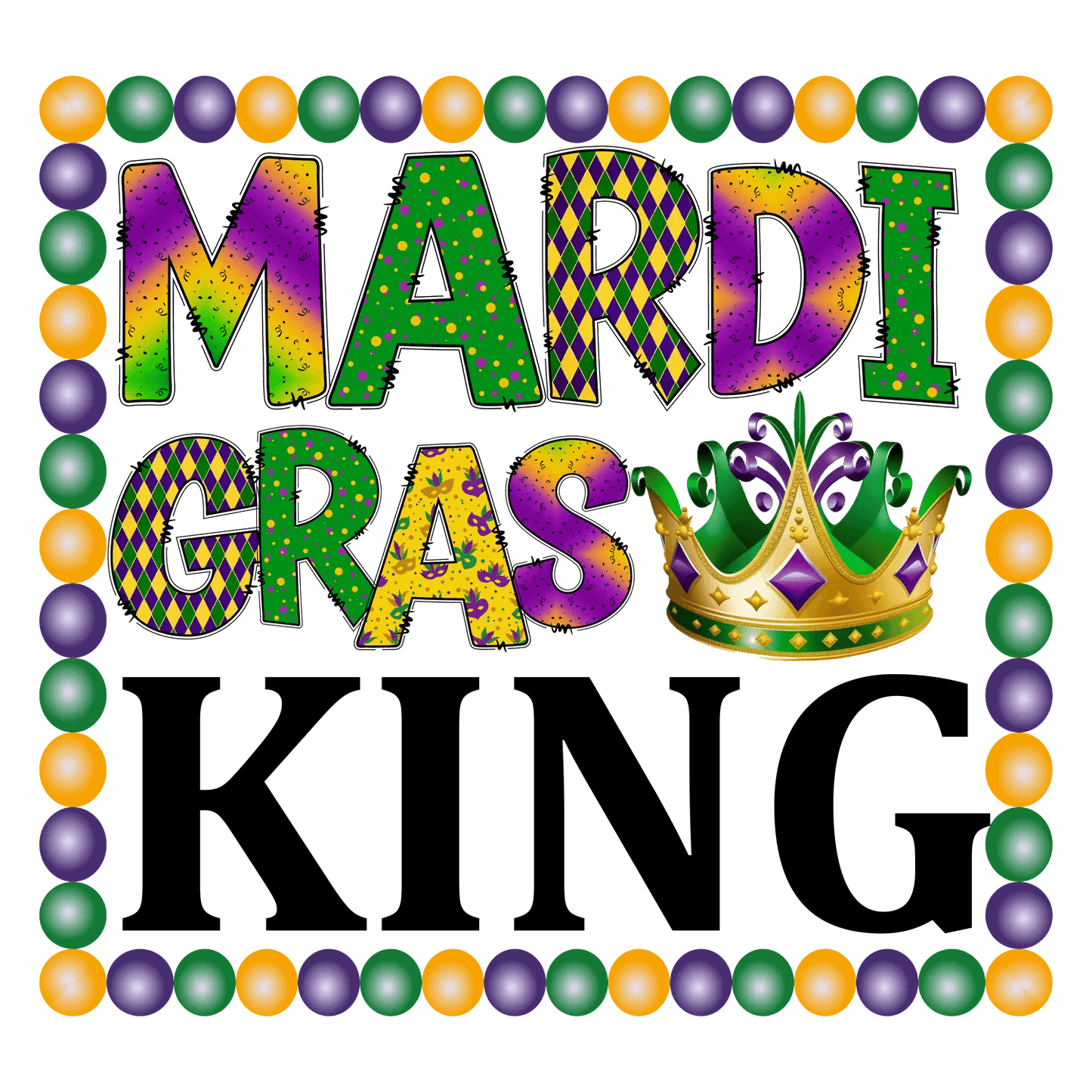 Mardi Gras Crown - DTF Ready to Press - Heat Press Transfer