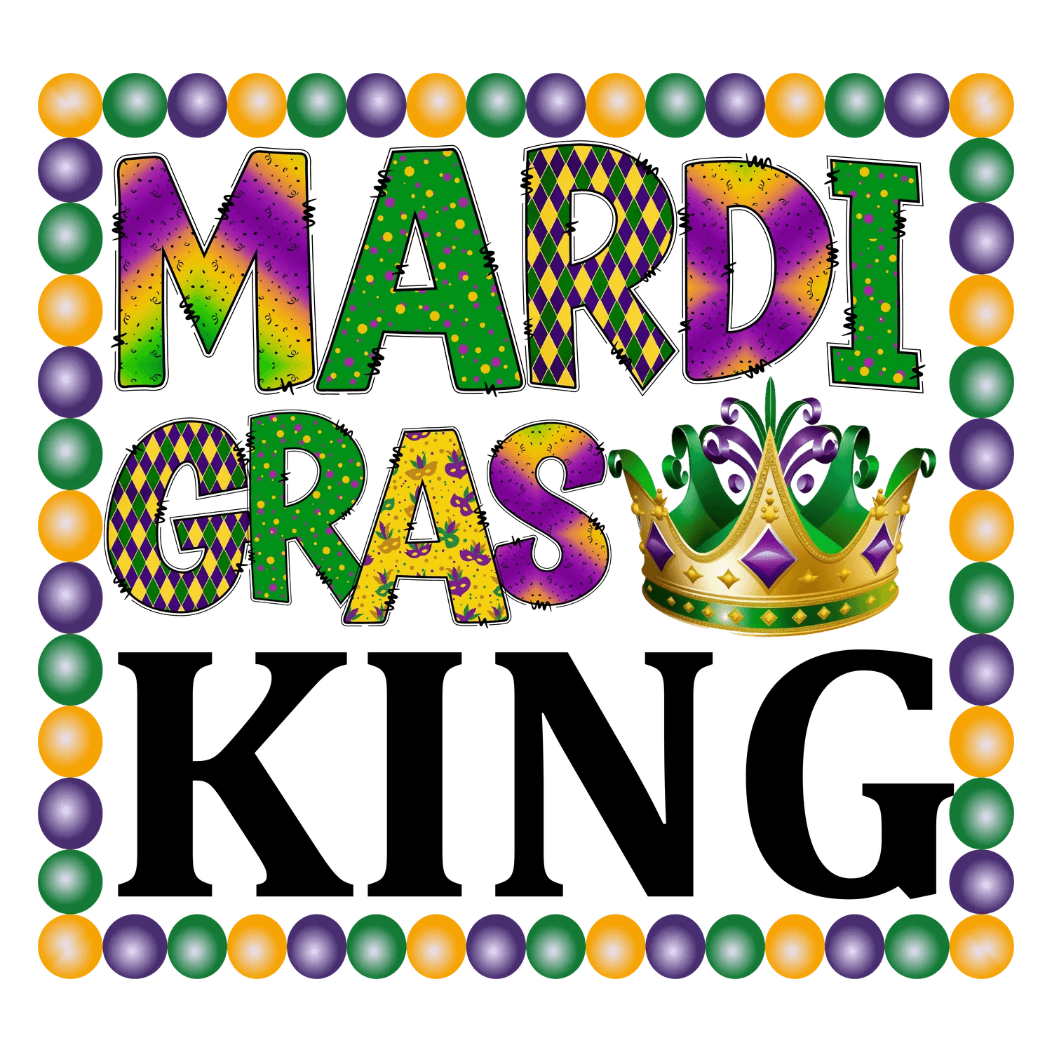 Mardi Gras Crown - DTF Ready to Press - Heat Press Transfer