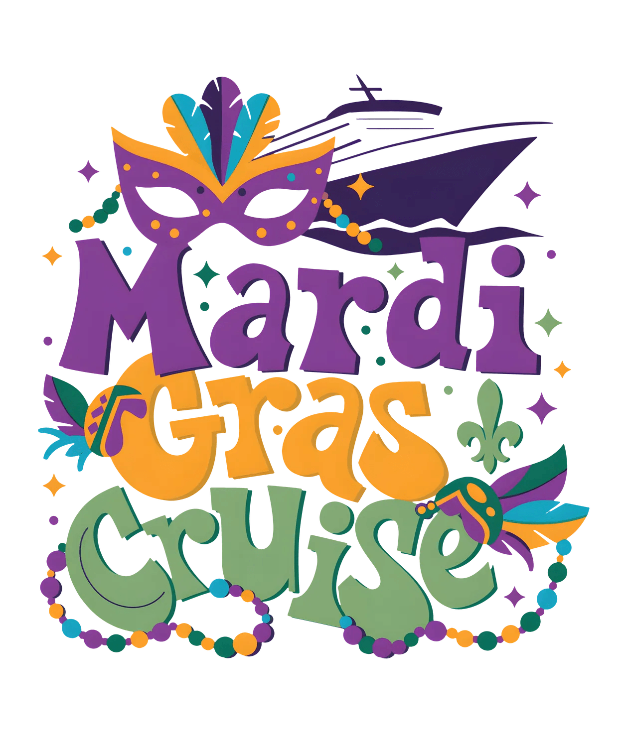 Mardi Gras Cruise - DTF Ready to Press - Heat Press Transfer