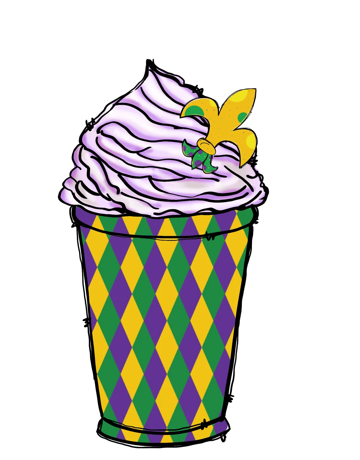 Mardi Gras Cupcake - DTF Ready to Press - Heat Press Transfer
