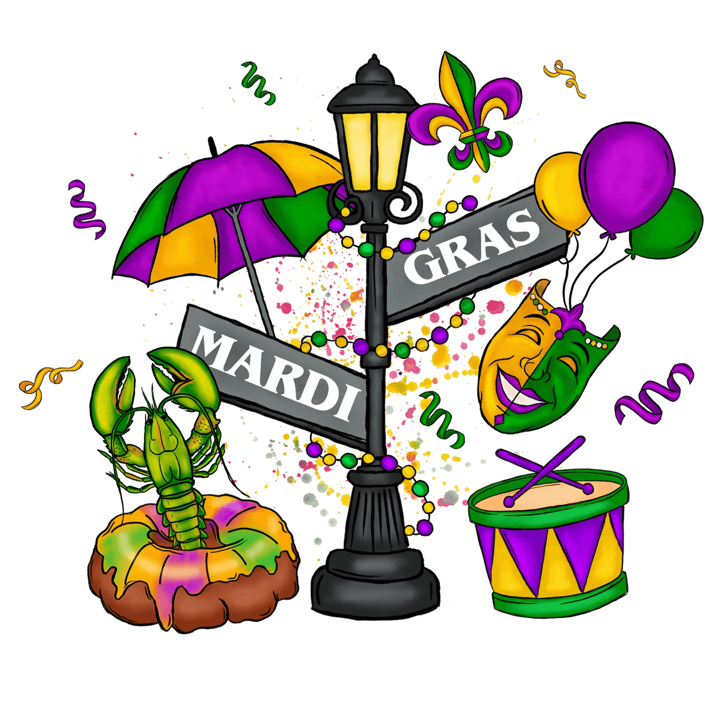 Mardi Gras Festivities - DTF Ready to Press - Heat Press Transfer