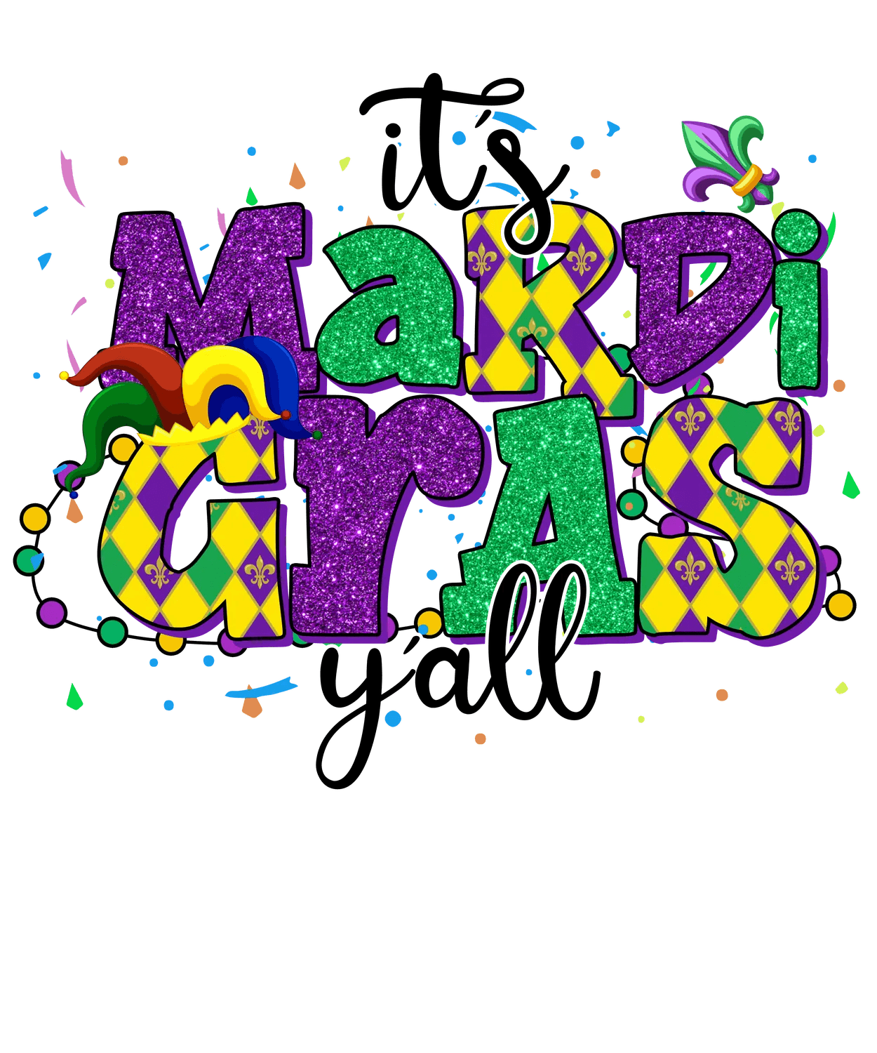 Mardi Gras Festivities - DTF Ready to Press - Heat Press Transfer