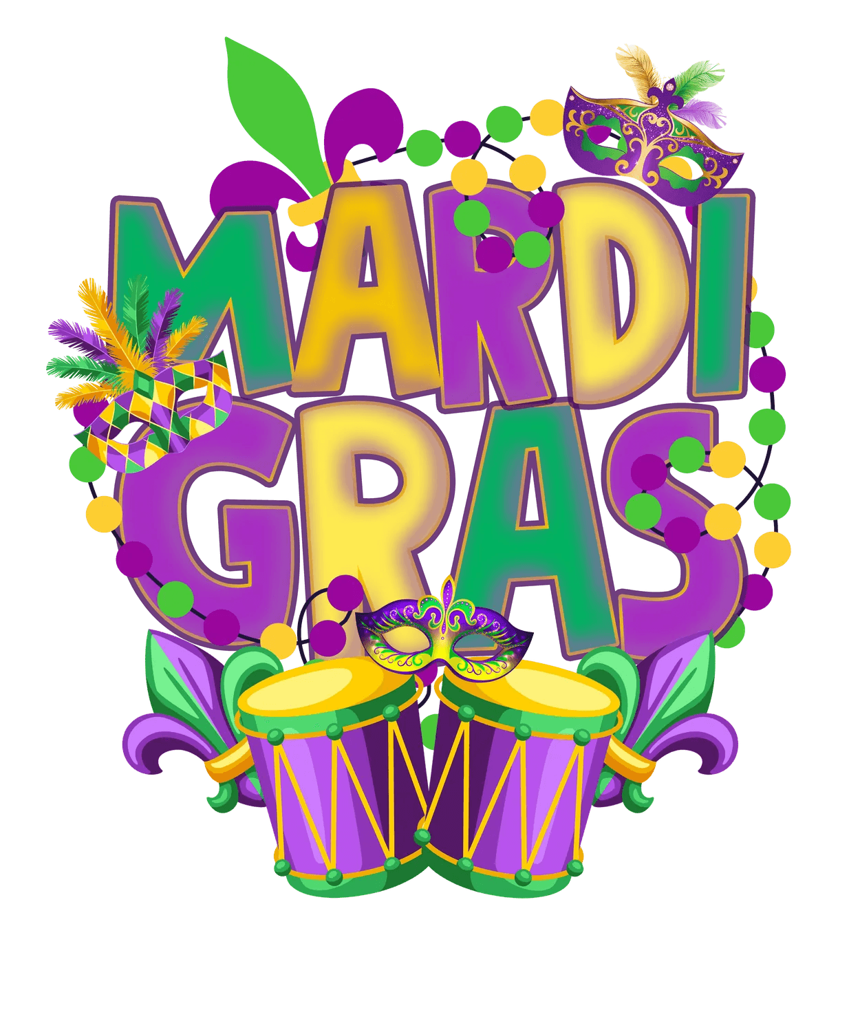 Mardi Gras Festivities - DTF Ready to Press - Heat Press Transfer